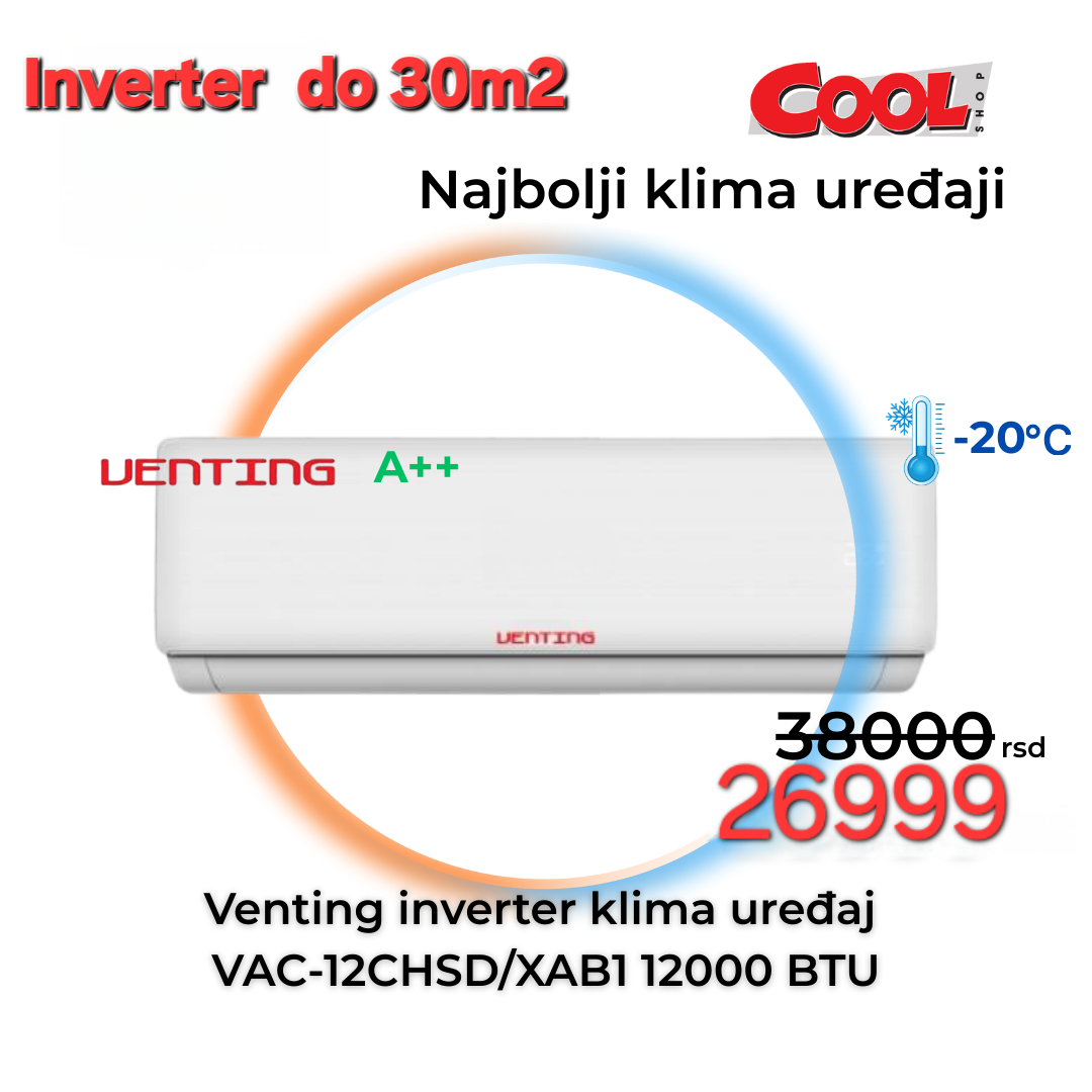 Venting inverter klima uređaj VAC-12CHSD/XAB1 12000 BTU - Cool Shop